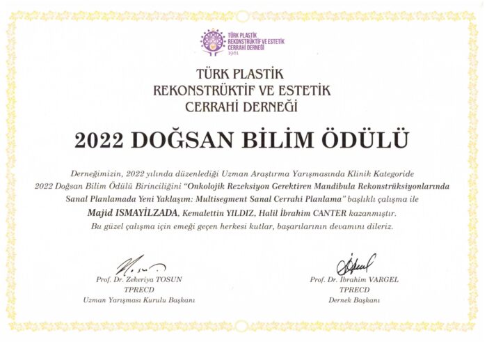 2022 yılı Uzman Araştırma Yarışması Birincilik Ödülü