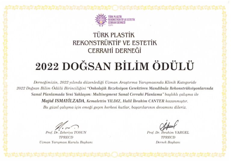 2022 yılı Uzman Araştırma Yarışması Birincilik Ödülü